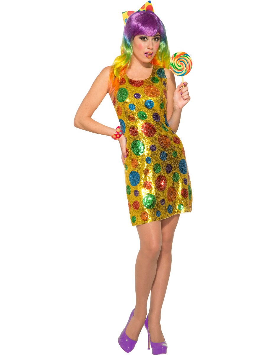 Alluring Polka Dot Lollipop Carnival Clown Women&#x27;s Costume