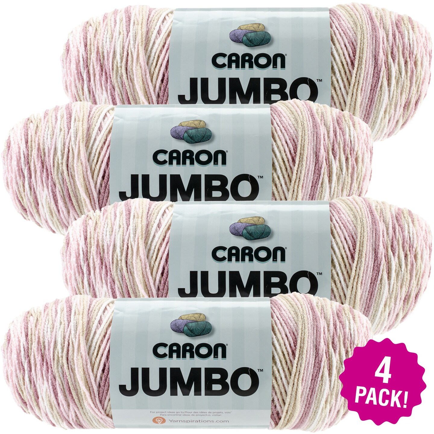 Multipack of 4 - Caron Jumbo Print Yarn-Rosewood