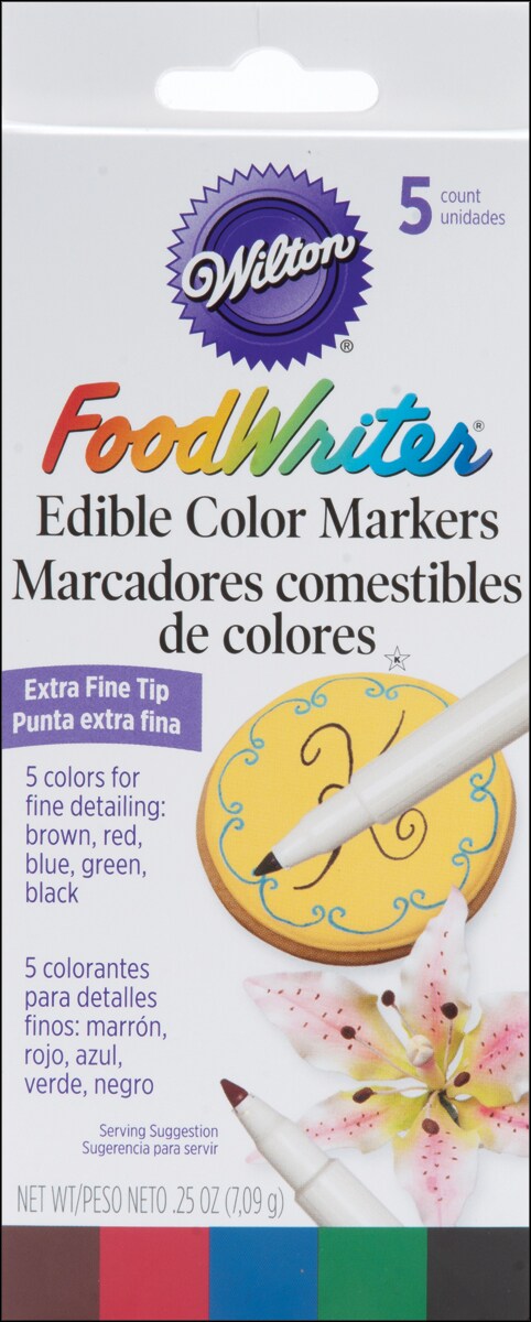 Wilton Food Writer Edible Color Markers .25Oz 5/Pkg-Assorted