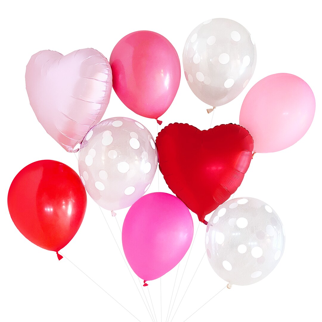 Balloon Bouquet - Pink &#x26; Red with Hearts (Valentine&#x27;s)