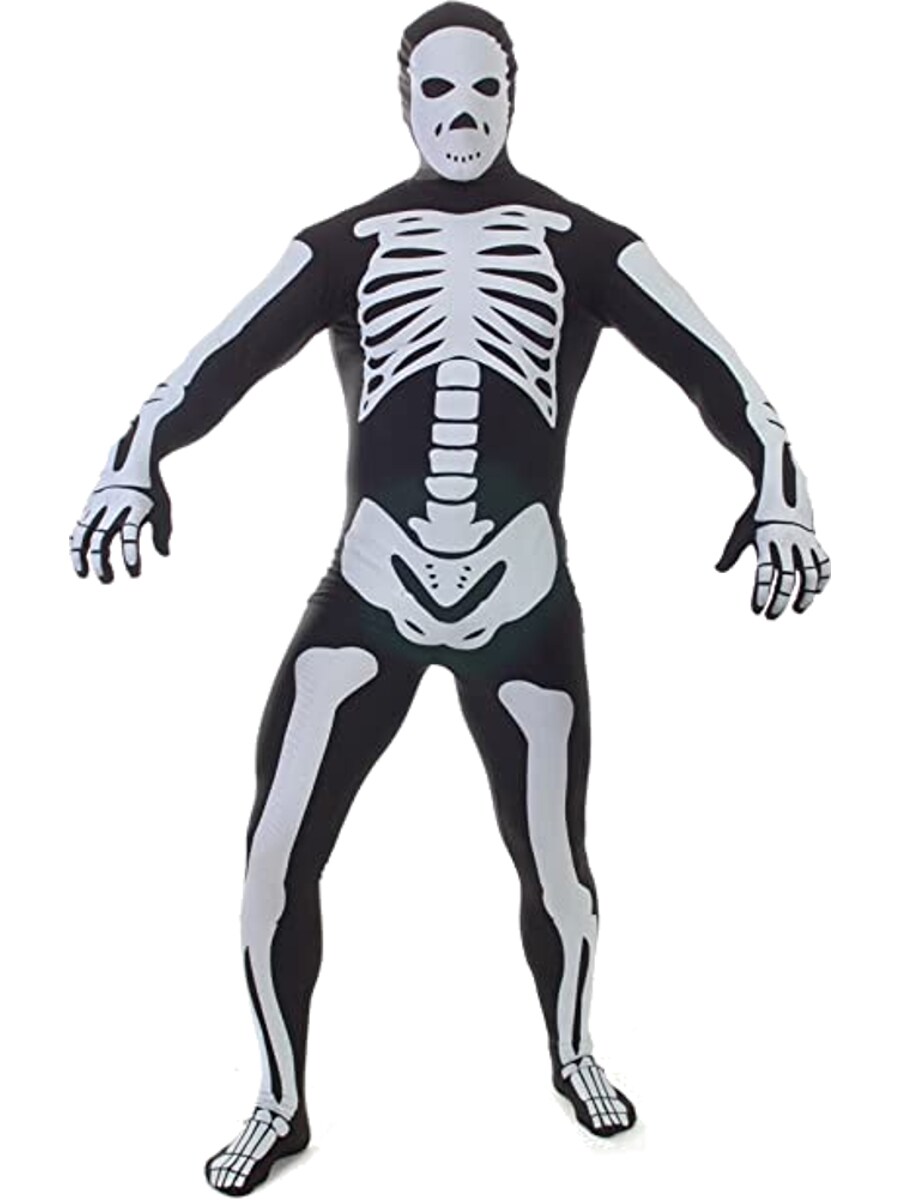 Classic Black And White Skeleton Monster Morphsuit Adult&#x27;s Costume
