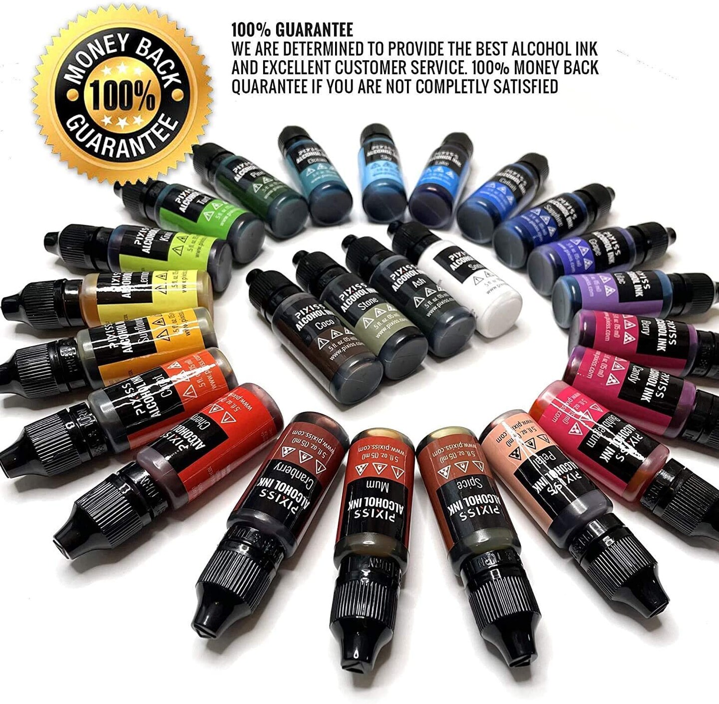 Pixiss Reds Alcohol Inks Set, 5 Highly Saturated Red Alcohol Inks for Resin