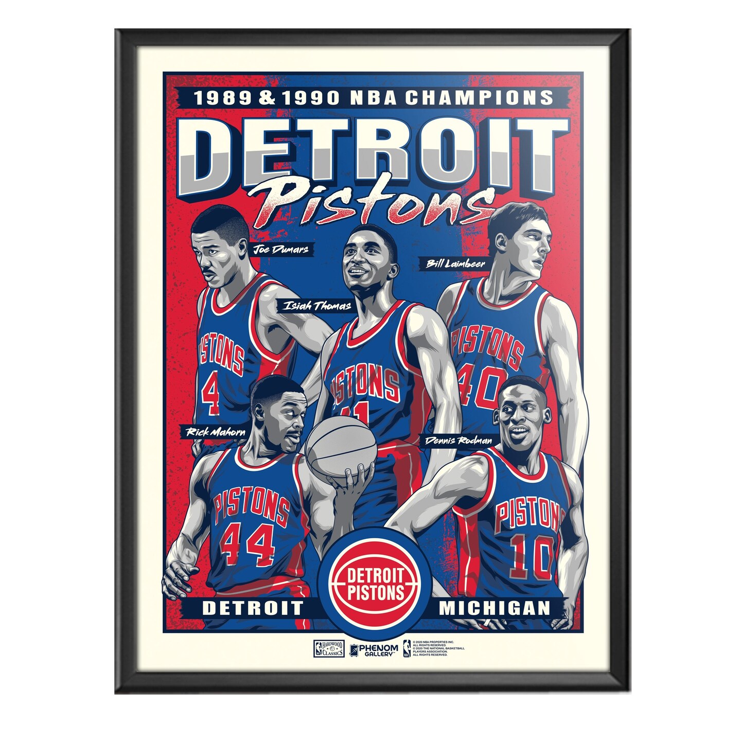 Phenom Gallery Isiah Thomas Detroit Pistons Back To Back Champions 18" x 24" Serigraph