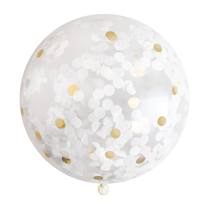 Jumbo Confetti Balloon - White &#x26; Gold