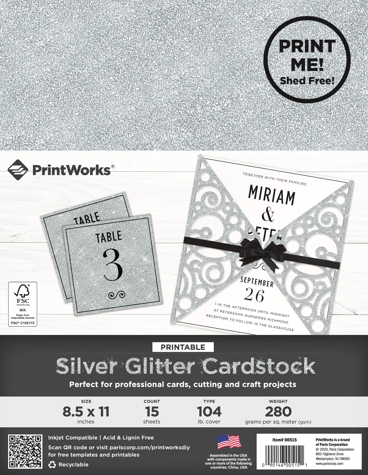 Silver Glitter Cardstock by PrintWorks