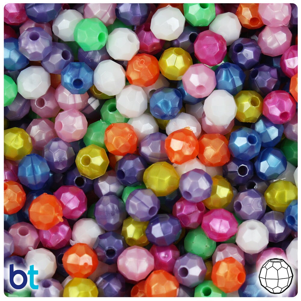 BeadTin Pearl Mix 8mm Faceted Round Plastic Craft Beads (450pcs) | Michaels