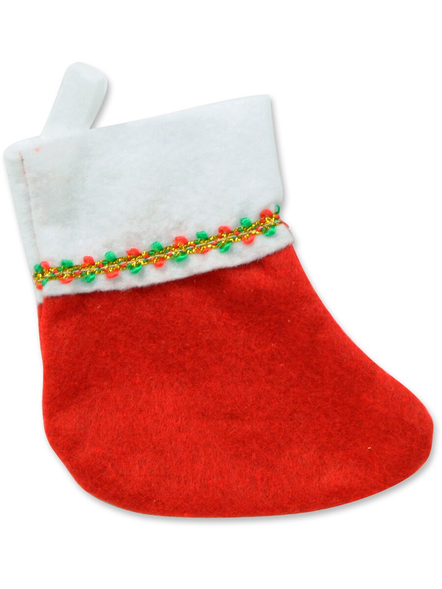 6 Red And White Traditional Mini Christmas Stockings Decorations