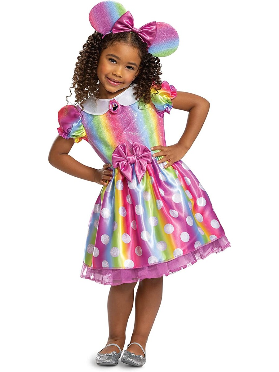 Girl&#x27;s Rainbow Minnie Mouse Dress Costume