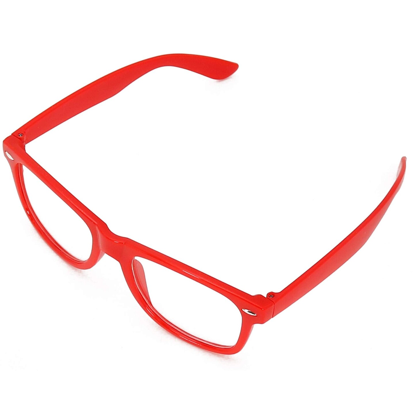 Red Clear Lens Glasses - 80&#x27;s Style Non Prescription Retro Frames Nerd Costume Eyeglasses