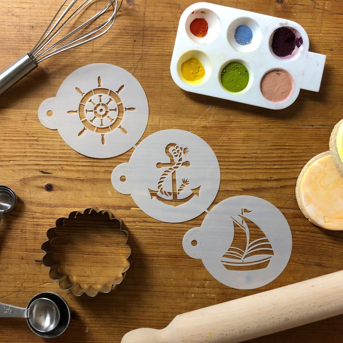 Sailor&#x27;s Delight Cookie Stencil Set | C895 by Designer Stencils | Cookie Decorating Tools | Baking Stencils for Royal Icing, Airbrush, Dusting Powder | Reusable Plastic Food Grade Stencil for Cookies | Easy to Use &#x26; Clean Cookie Stencil