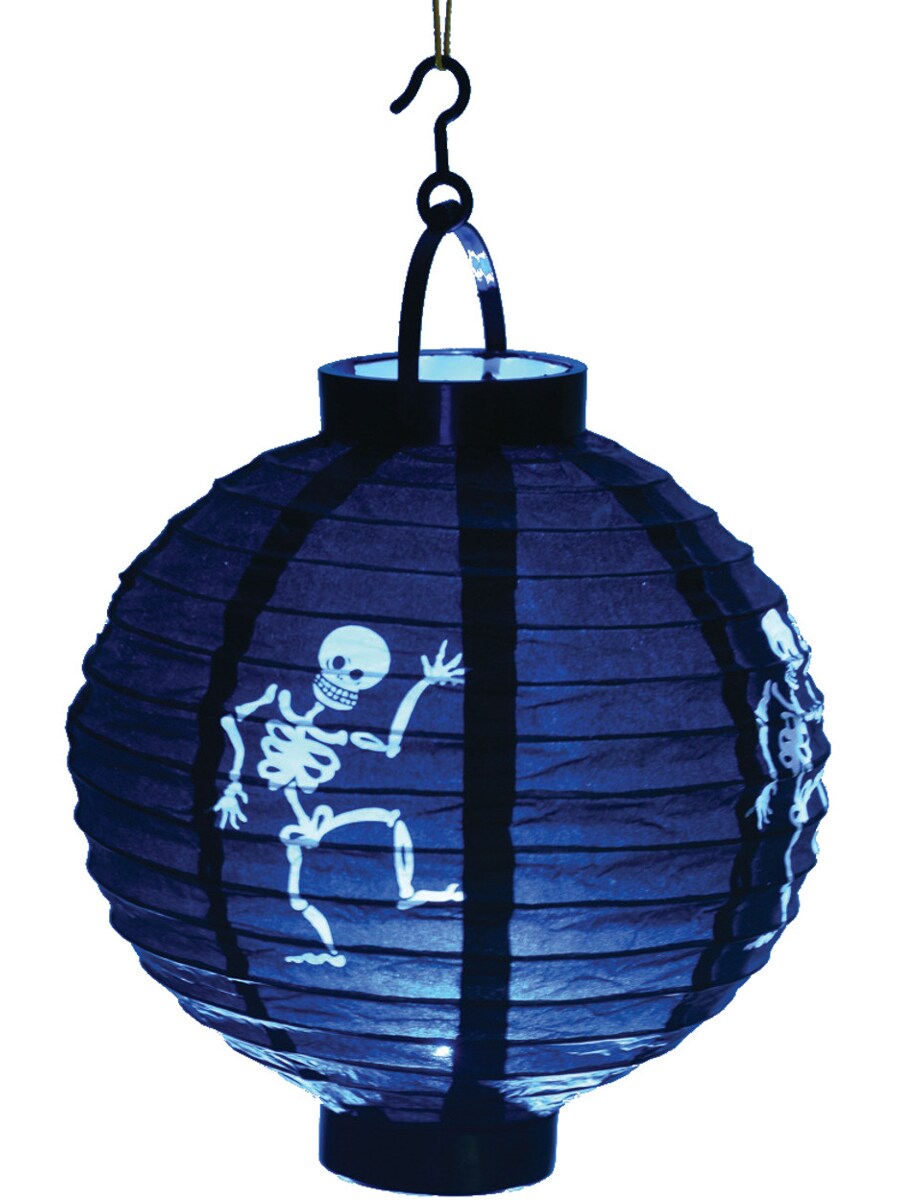 Large Light Up White And Black Skeleton Halloween Lantern Decoration