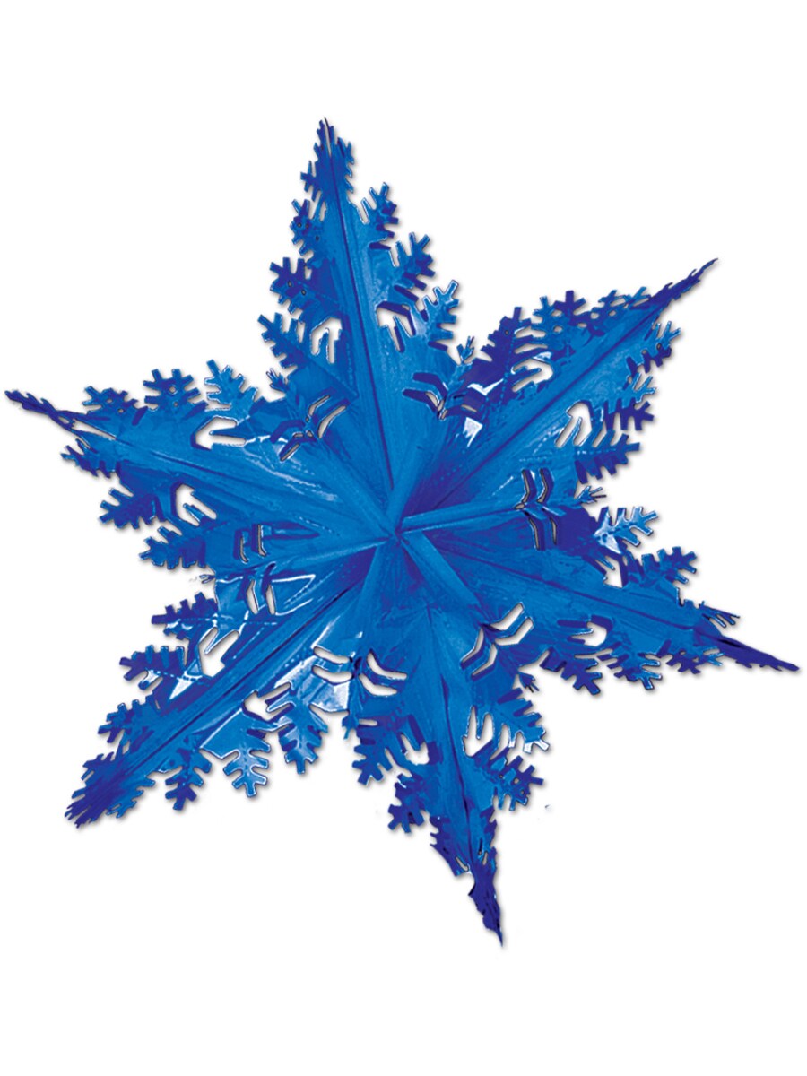 24&#x22; Blue Metallic Winter Snowflake Holiday Hanging Party Decoration