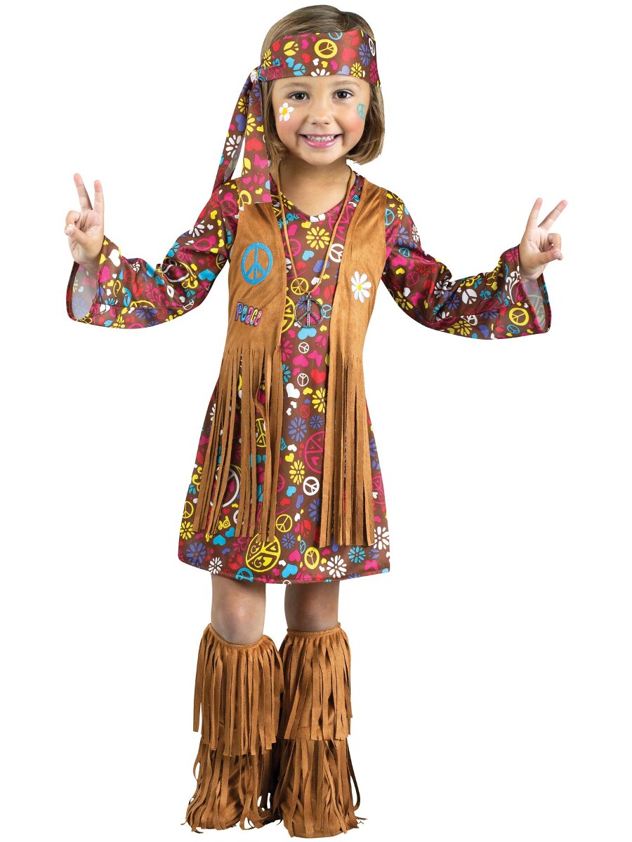 60s Peace And Love Hippie Girl&#x27;s Toddler Costume