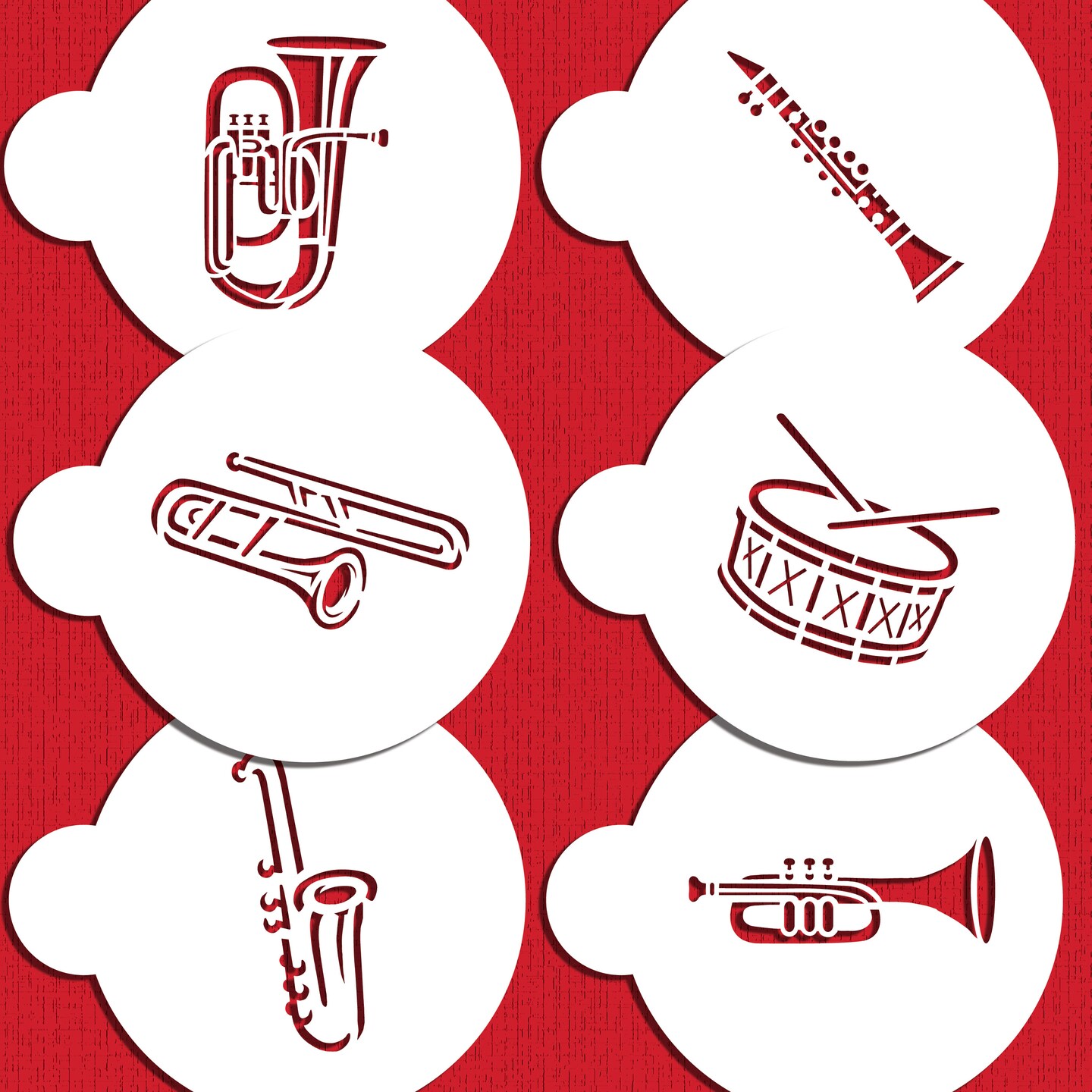 Marching Band Instruments Cookie Stencil C953 By Designer Stencils 