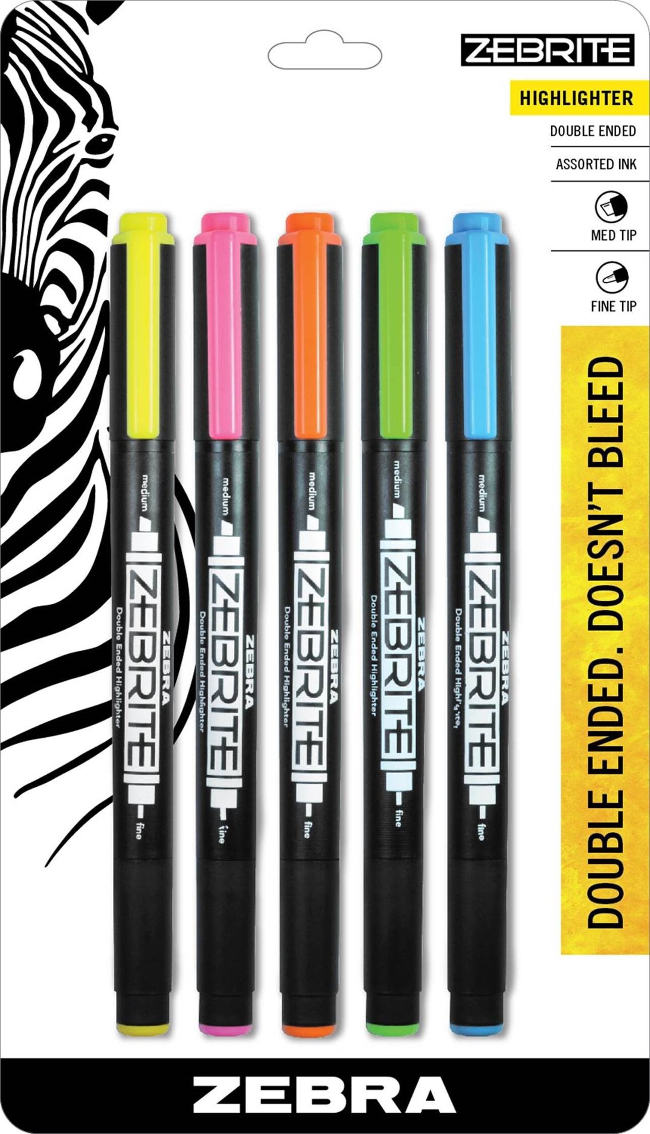 Zebrite Eco Highlighter 5/Pkg-Assorted