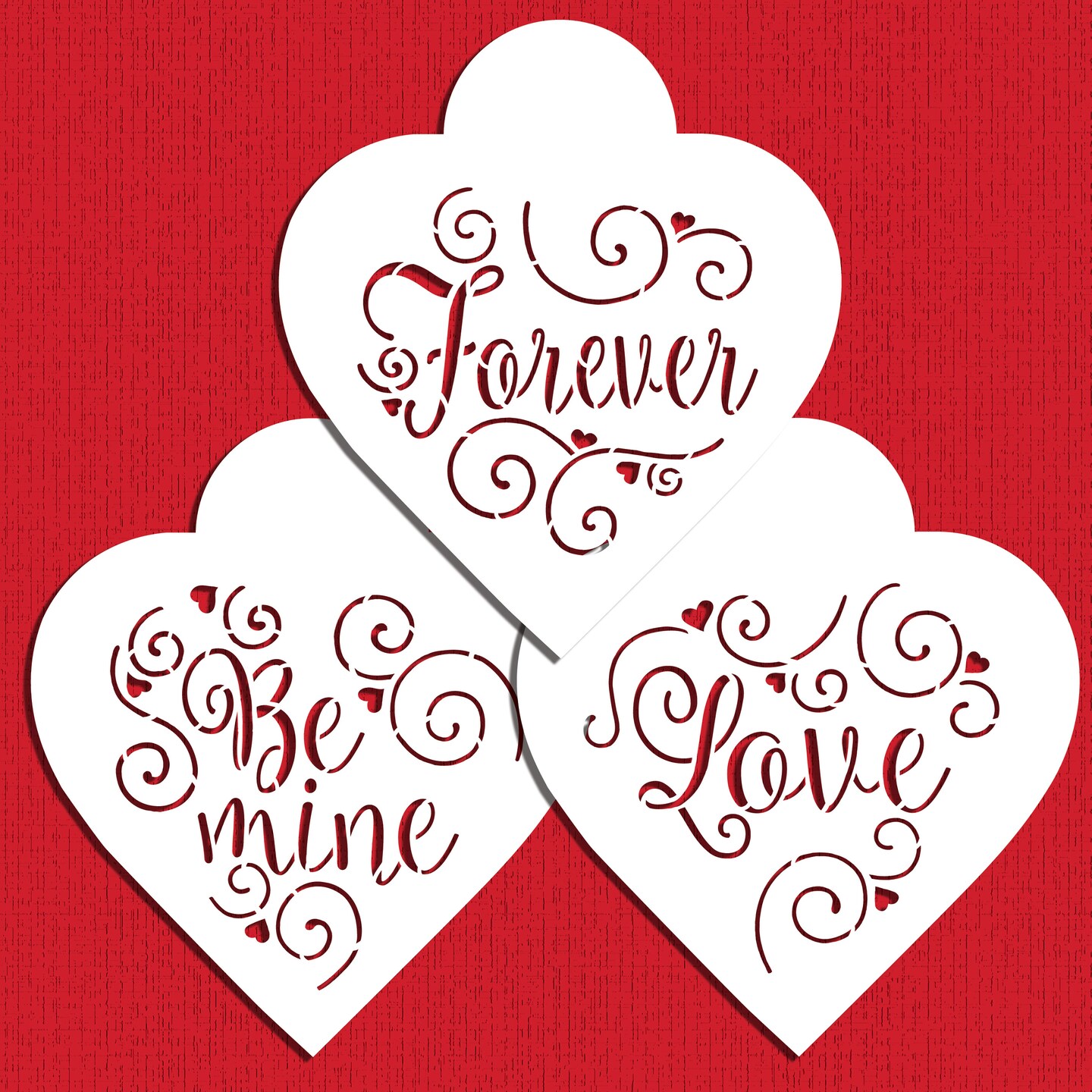 Love, Be Mine, Forever Hearts Cookie Stencil Set | Baking Stencils for Royal Icing, Airbrush, Dusting Powder |