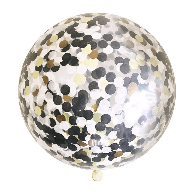 Jumbo Confetti Balloon - Black, White &#x26; Gold
