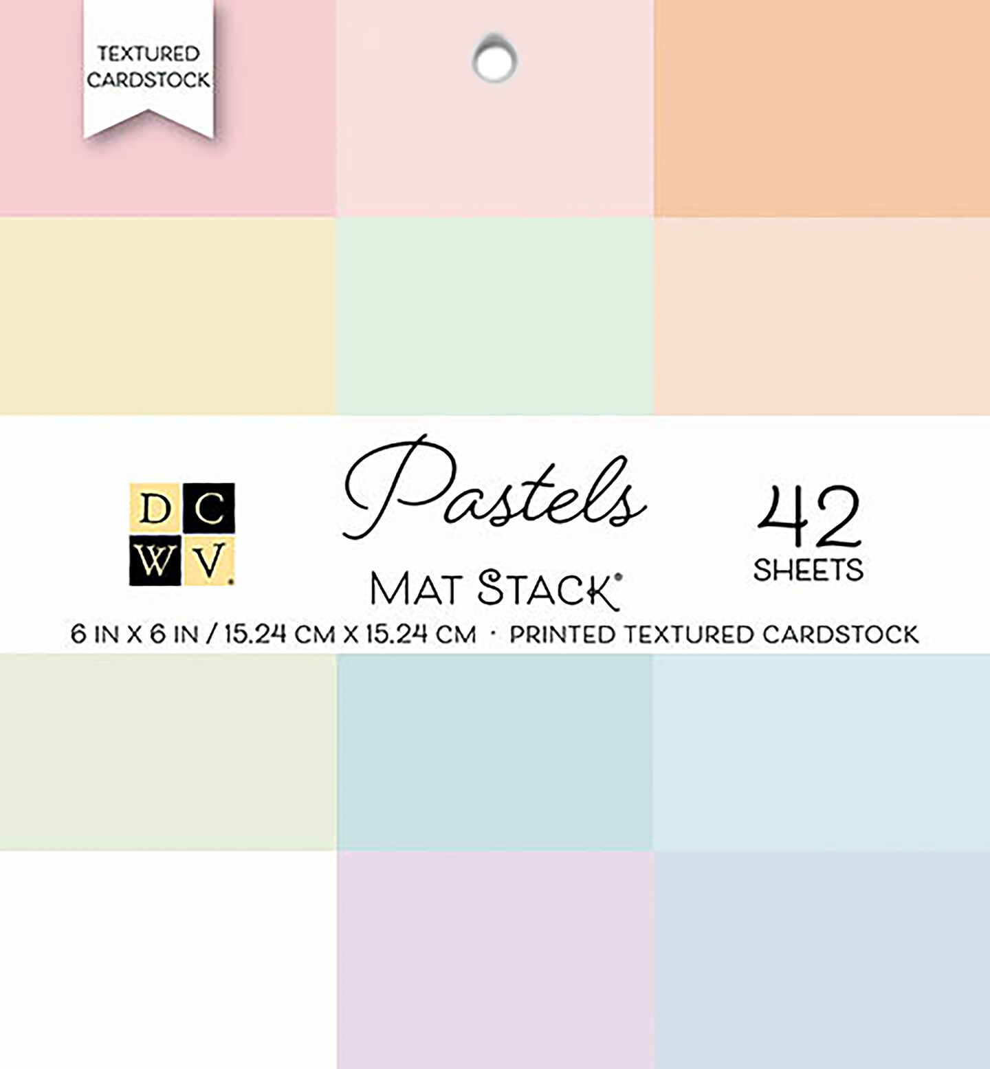 DCWV Single-Sided Cardstock Stack 6&#x22;X6&#x22; 42/Pkg-Pastels Solid, 12 Colors