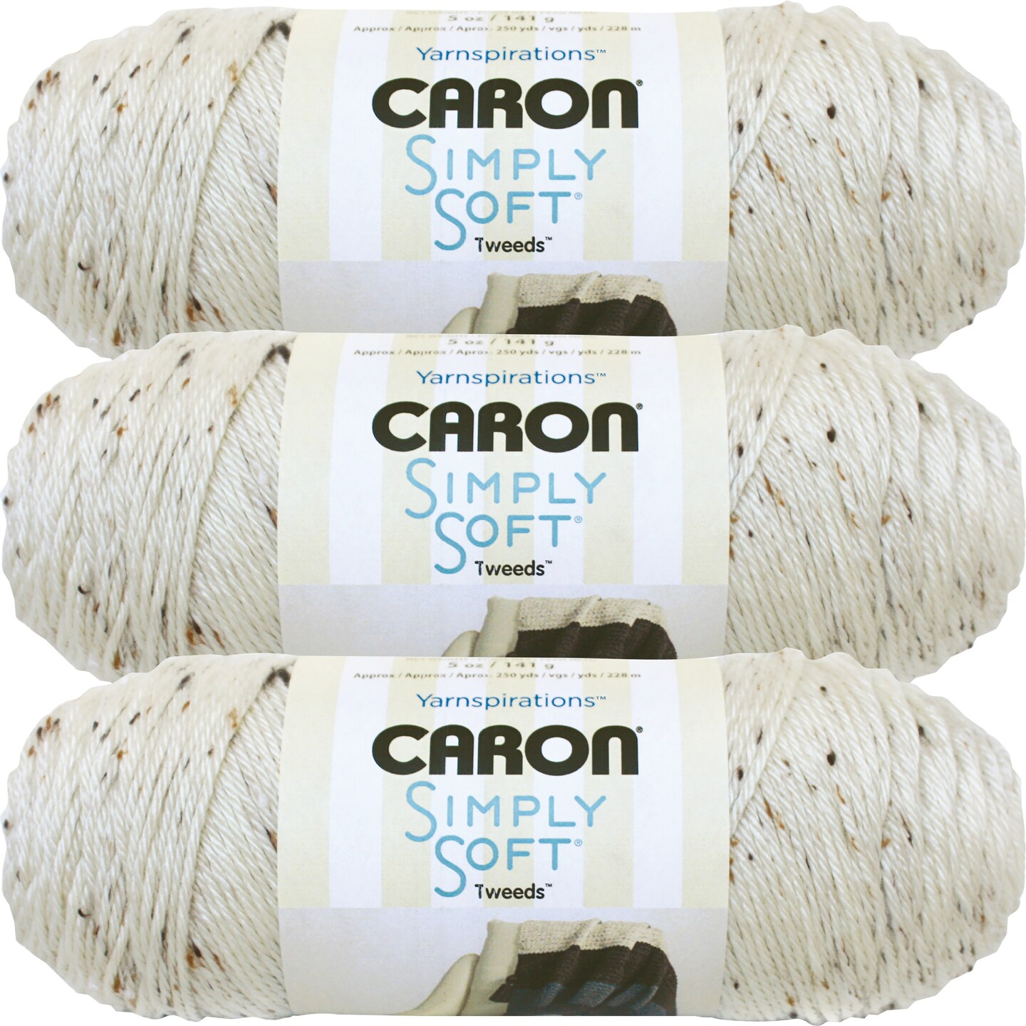 Multipack of 03 - Caron Simply Soft Tweeds Yarn-Off White