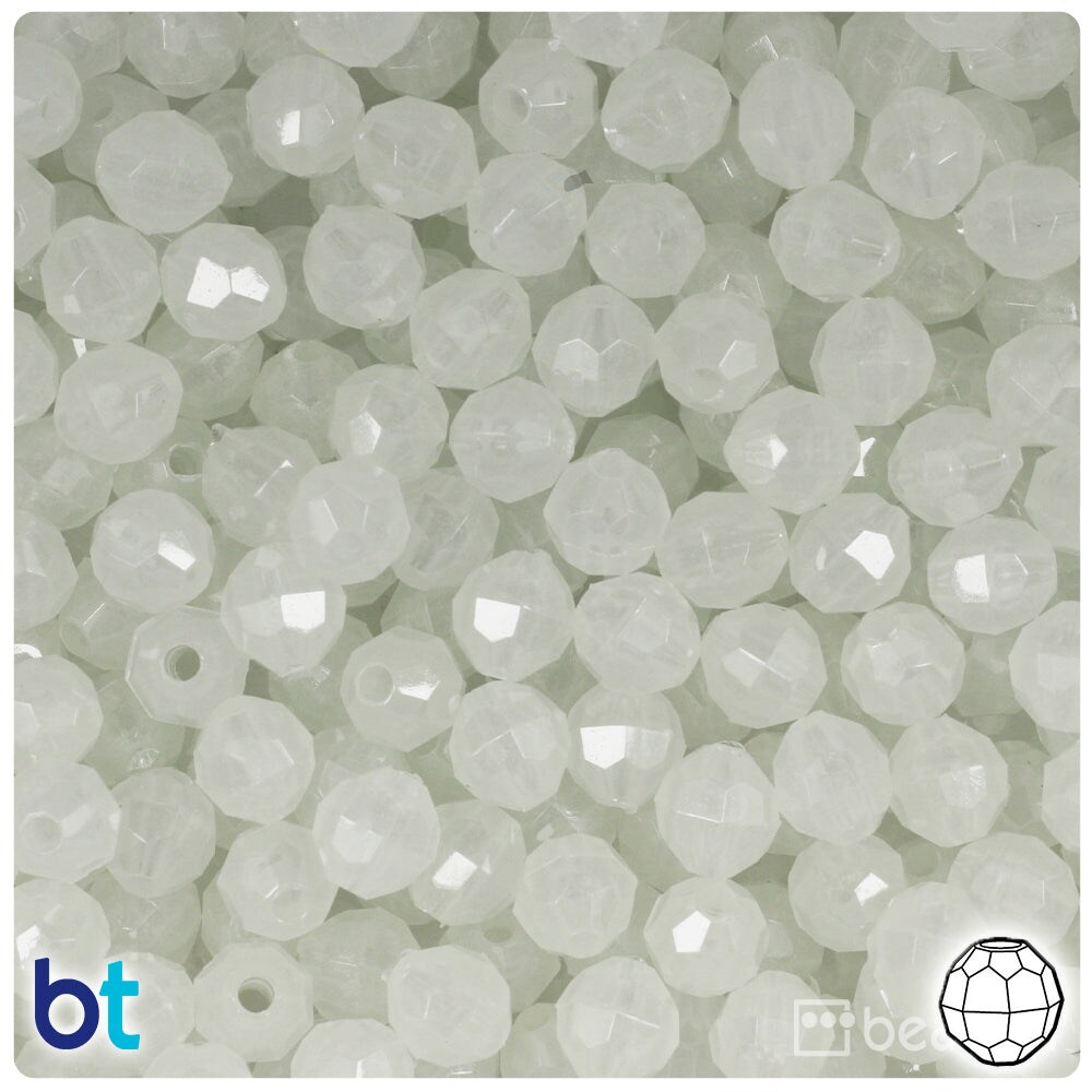 BeadTin Night Glow-in-the-Dark 8mm Faceted Round Plastic Craft Beads (450pcs)