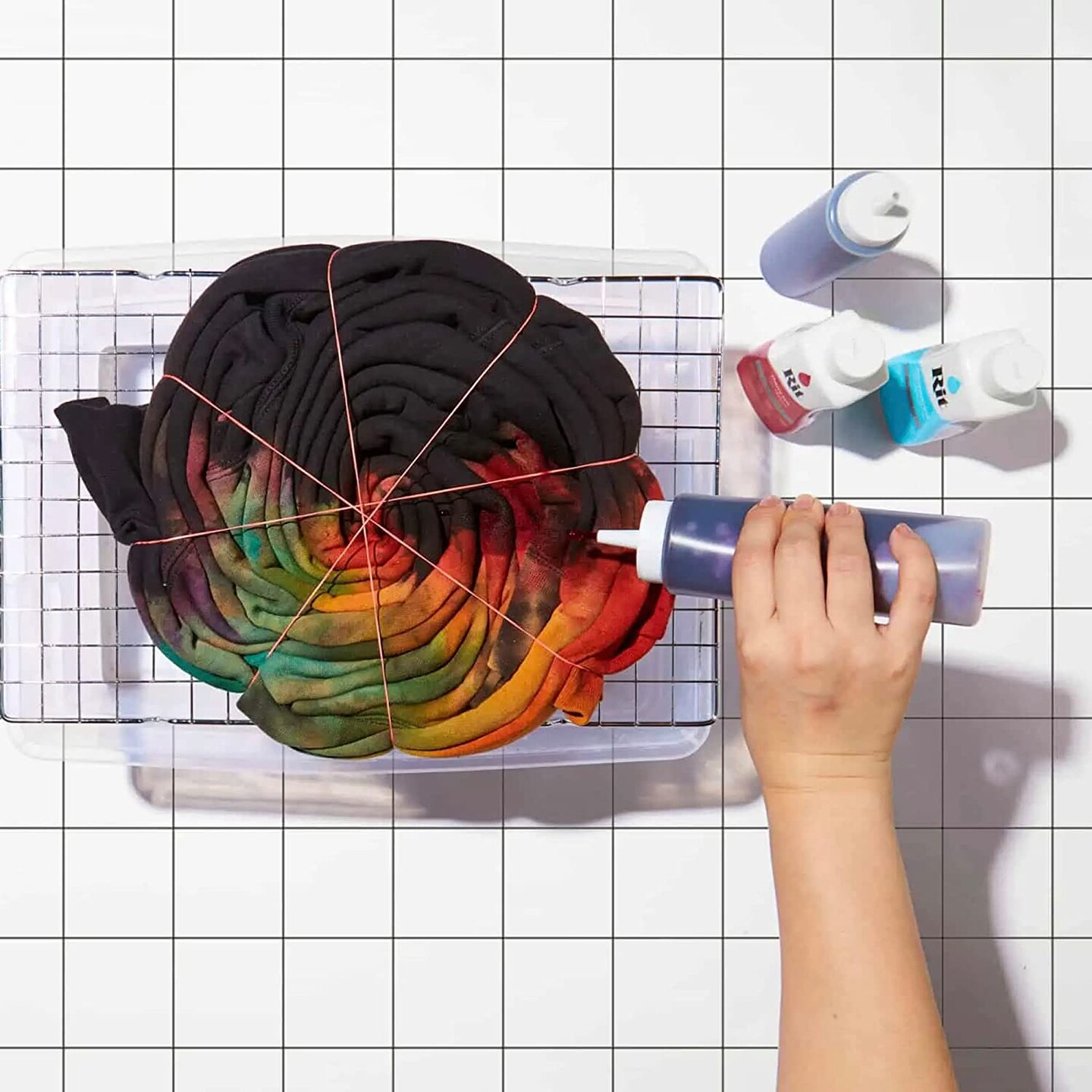 Rit Dye Liquid Black All-Purpose Dye 8oz, Pixiss Tie Dye Accessories Bundle