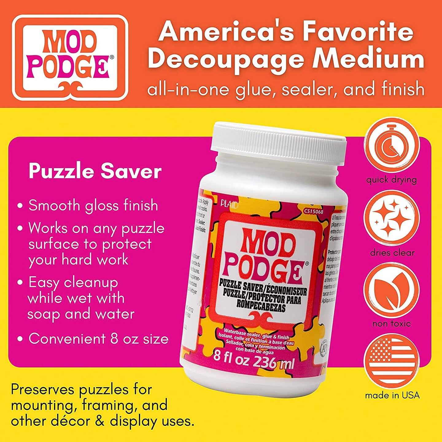 Mod Podge Puzzle Saver Glue, Pixiss Mod Podge Accessory Kit