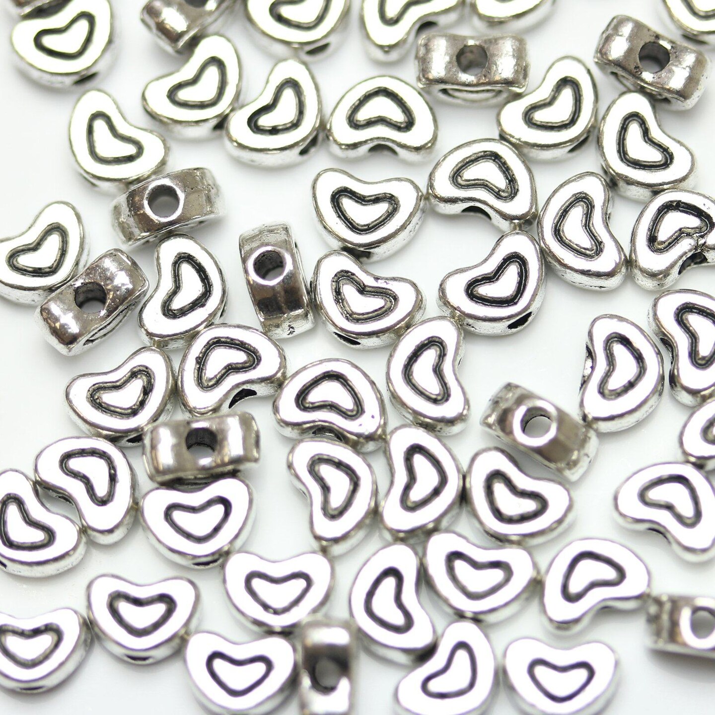 Antique Silver Plated Heart Shape Beads 5x6mm Michaels