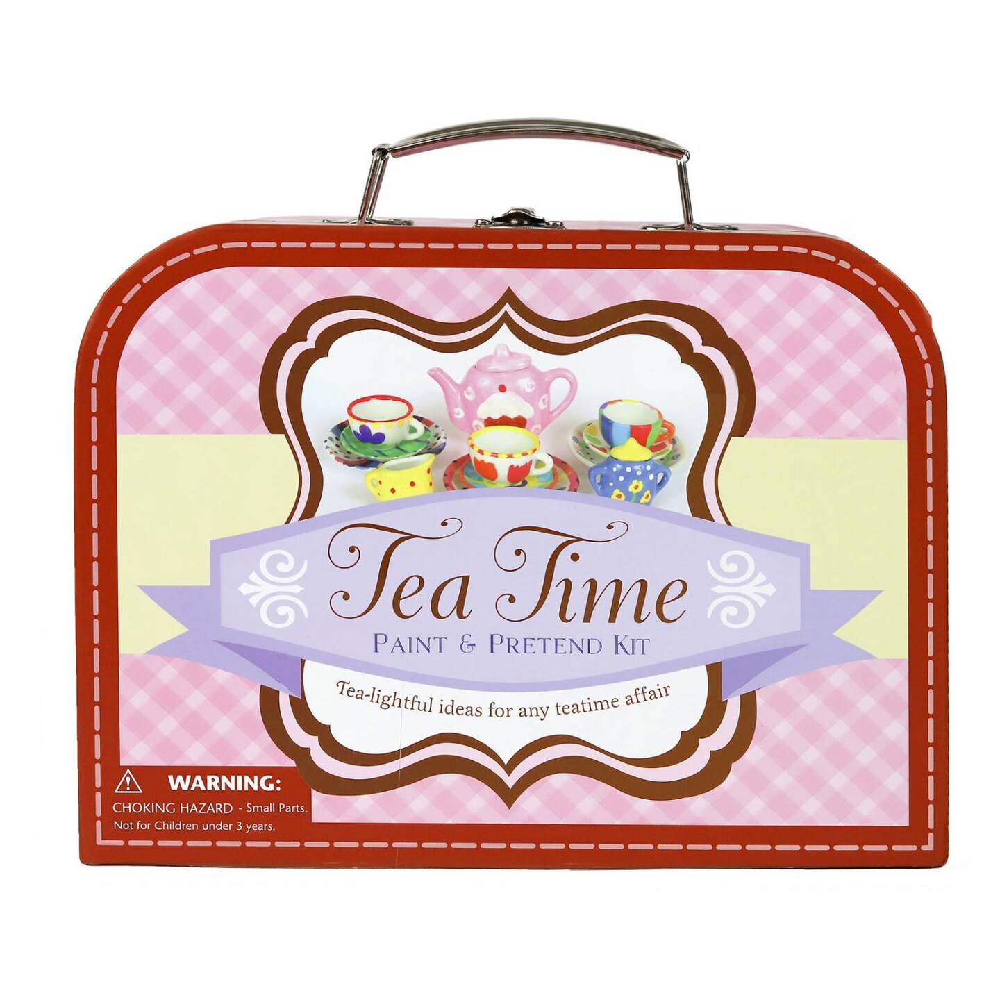 SpiceBox Tea Time Paint &#x26; Pretend Kit Suitcase Children&#x27;s Tea Set Pretend Play
