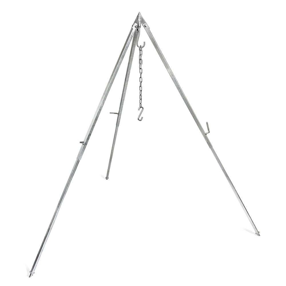 Petromax Outdoor Cooking Tripod with Variable Length Chain for Hanging Barbeque Grates or Dutch Ovens, Steel Camping Cook Stand with Adjustable Legs