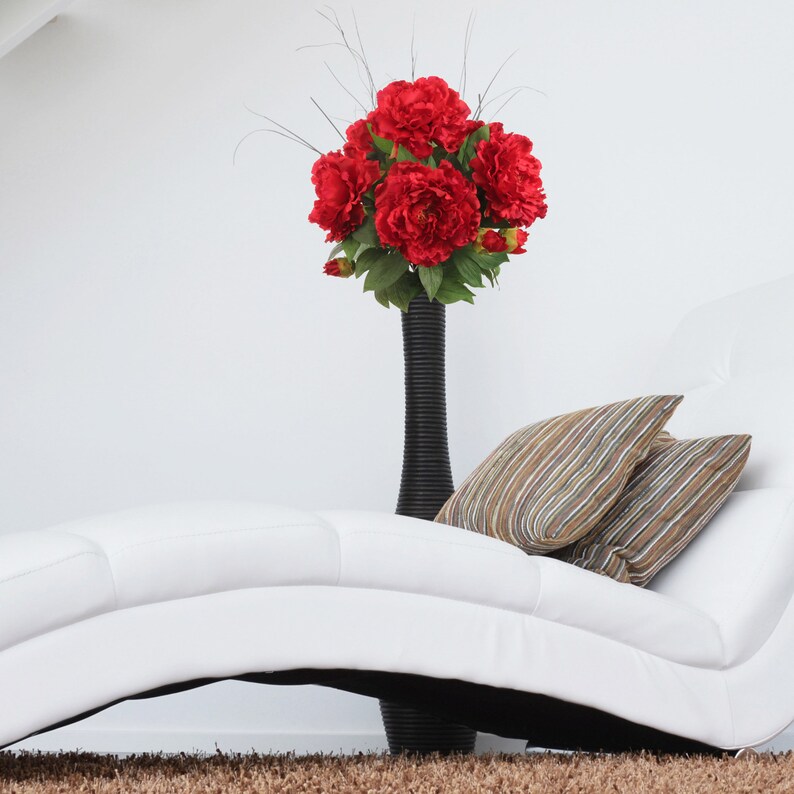 30" Vibrant Red Silk Peony Stem - Artificial Flower for Weddings and Decor