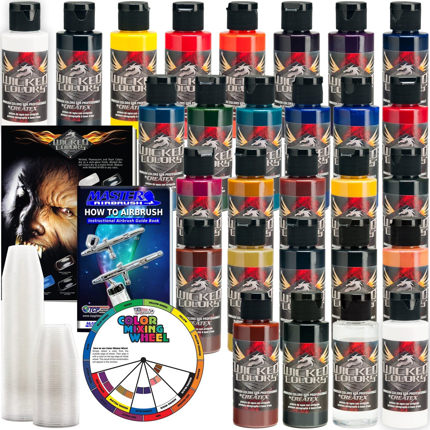 26 Color & Reducer Wicked Detail SemiOpaque Airbrush Paint Set, 2 oz. Bottles Michaels