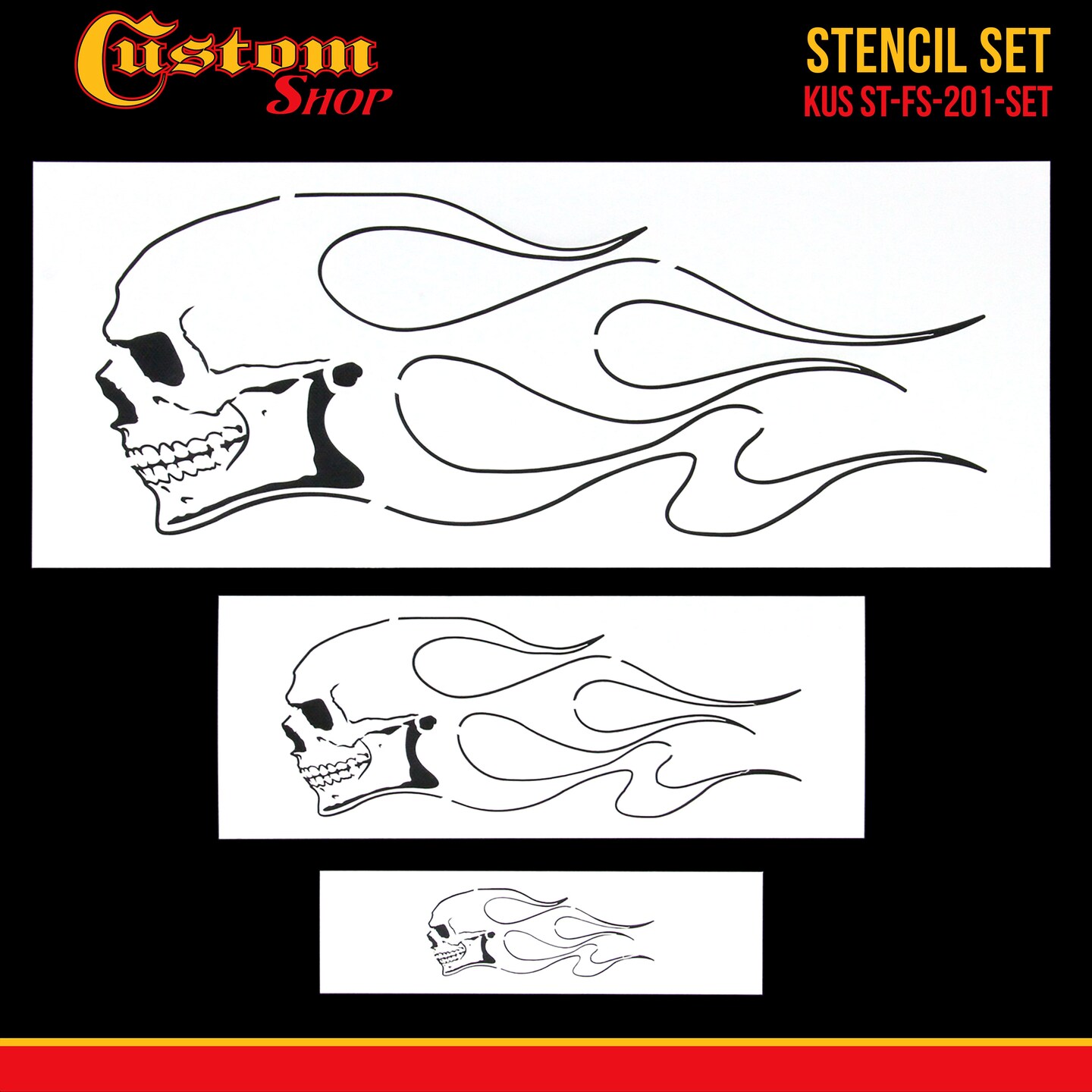 Custom Shop Airbrush Skull Fire Flame Stencil Set (Skull Design #1 in 3 ...