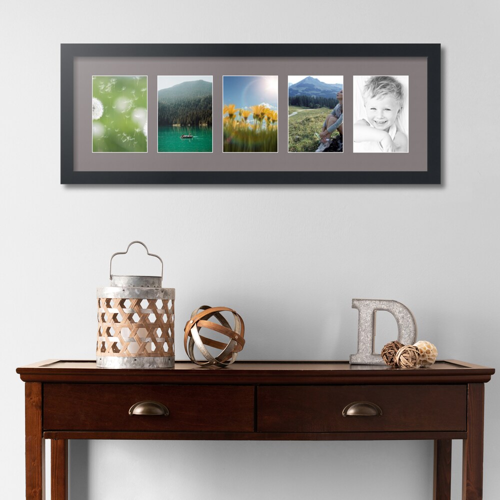 ArtToFrames Collage Photo Picture Frame with 5 - 5x7 inch Openings, Framed in Black with Over 62 Mat Color Options and Plexi Glass (CSM-3926-152)