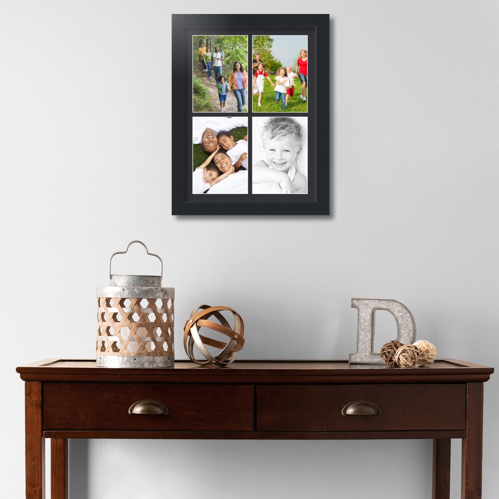 ArtToFrames Collage Photo Picture Frame with 4 - 5x7 inch Openings, Framed in Black with Over 62 Mat Color Options and Regular Glass (CSM-3926-2153)
