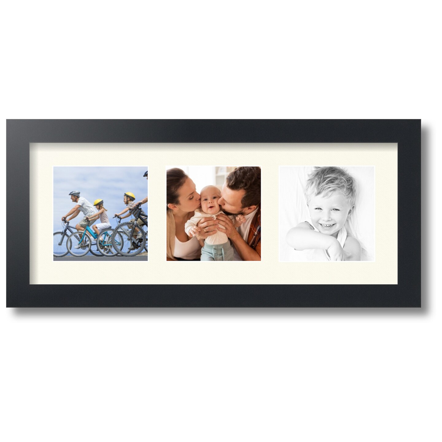 ArtToFrames Collage Photo Picture Frame with 3 - 5x5 inch Openings, Framed in Black with Over 62 Mat Color Options and Regular Glass (CSM-3926-95)