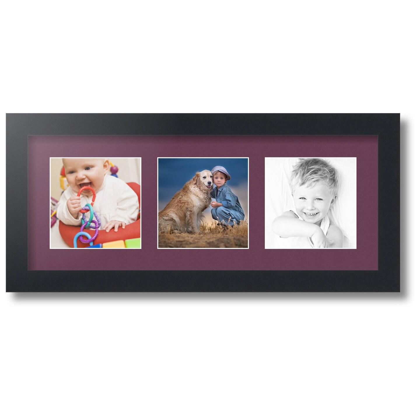 ArtToFrames Collage Photo Picture Frame with 3 - 5x5 inch Openings, Framed in Black with Over 62 Mat Color Options and Regular Glass (CSM-3926-95)
