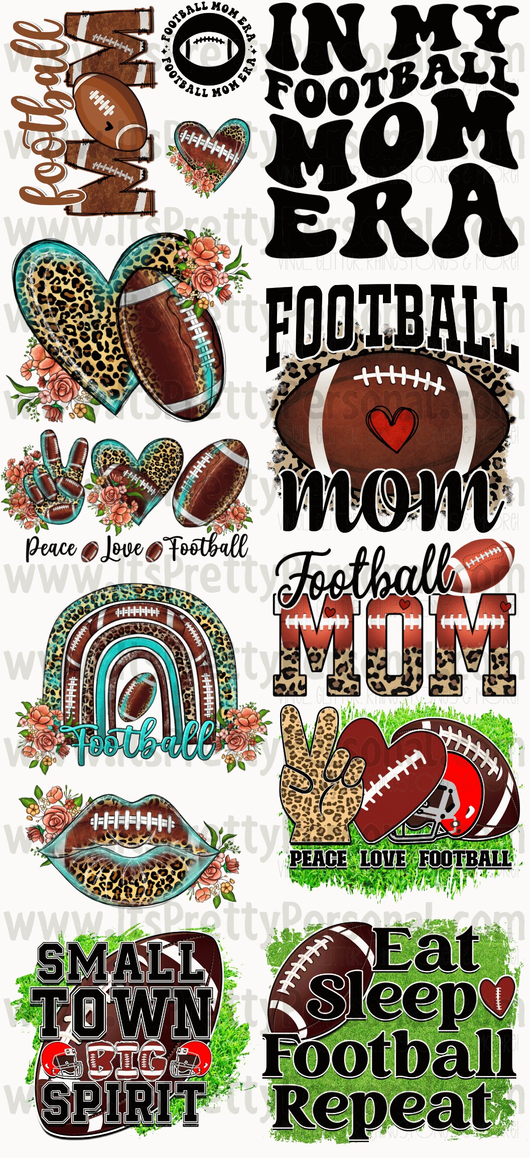 DESIGN #4- Football Mom DTF Gang Sheet 22"x48" (Fabric Transfers)