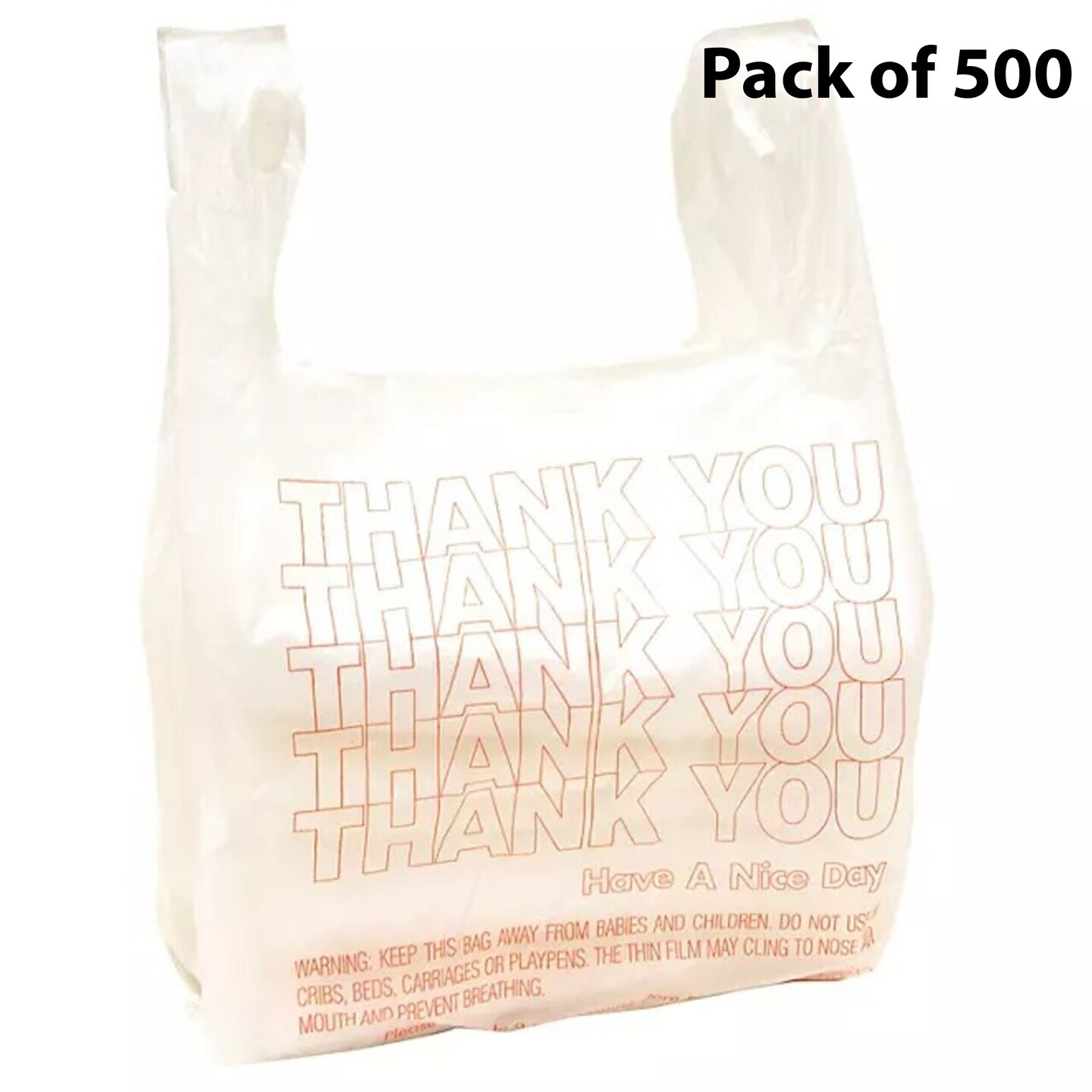 Thank You T-Shirt Bags, 11.5" x 6.5" x 22" - Retail Carry-Out Bags - Eco-Friendly Tote Bags | Raheev®