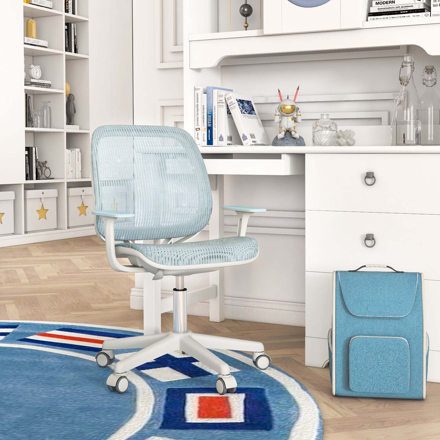 Costway Kids Desk Armchair Swivel Mesh Children Computer Chair with Adjustable Height Blue/Pink/Purple