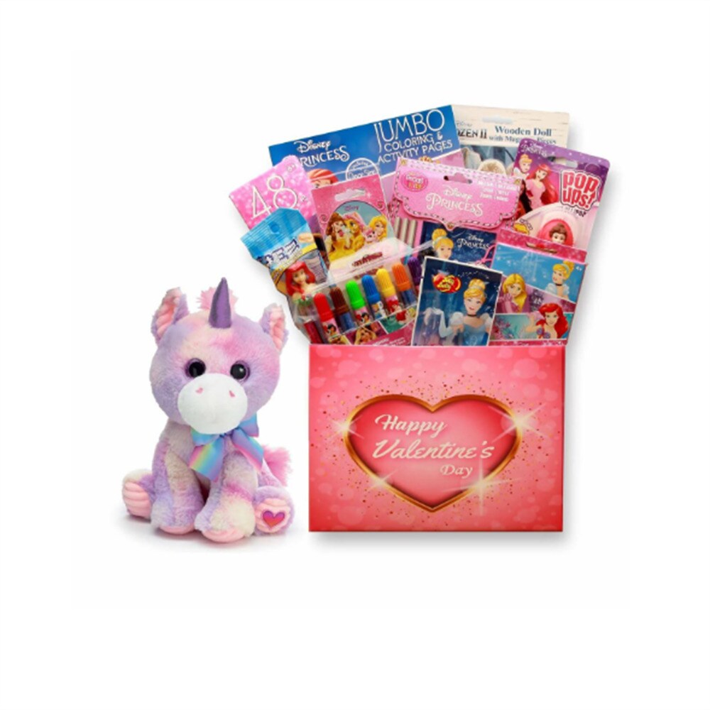 Disney Princess Valentines Gift Box with and without Unicorn Plush Toy