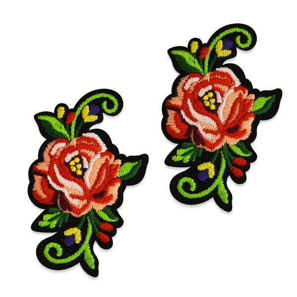 Regina Rose Embroidered Iron-On Patch Applique/Patch 2 Pack 1 7/8&#x22; x 1 1/4&#x22;