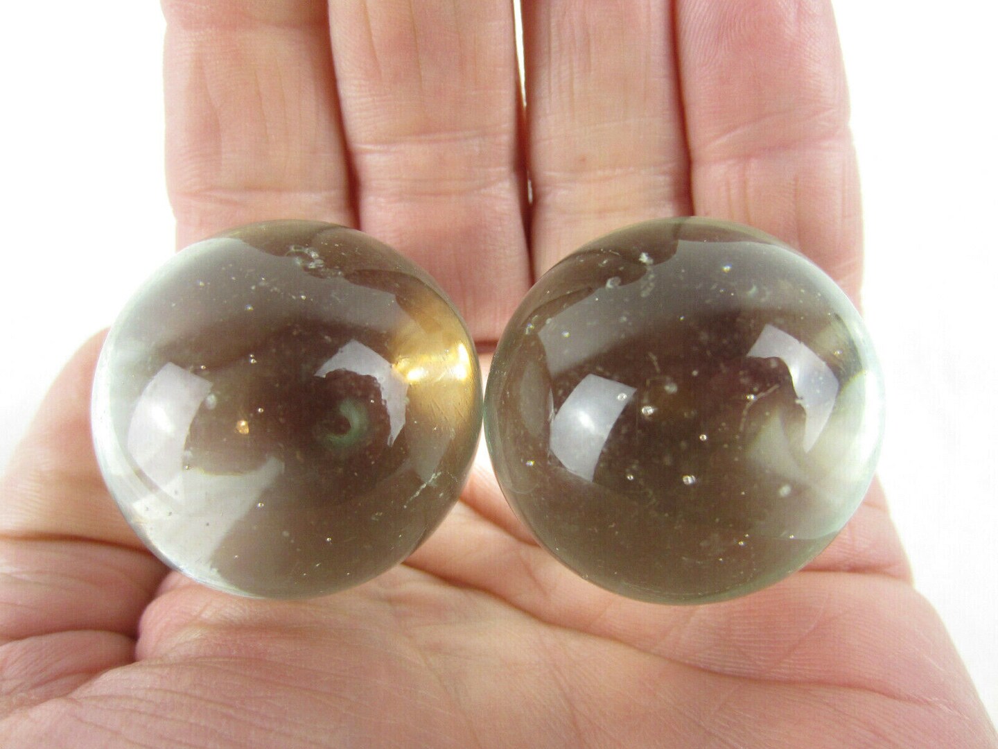 2 boulders 35mm ICE CLEAR Glass Marbles Soap Bubble