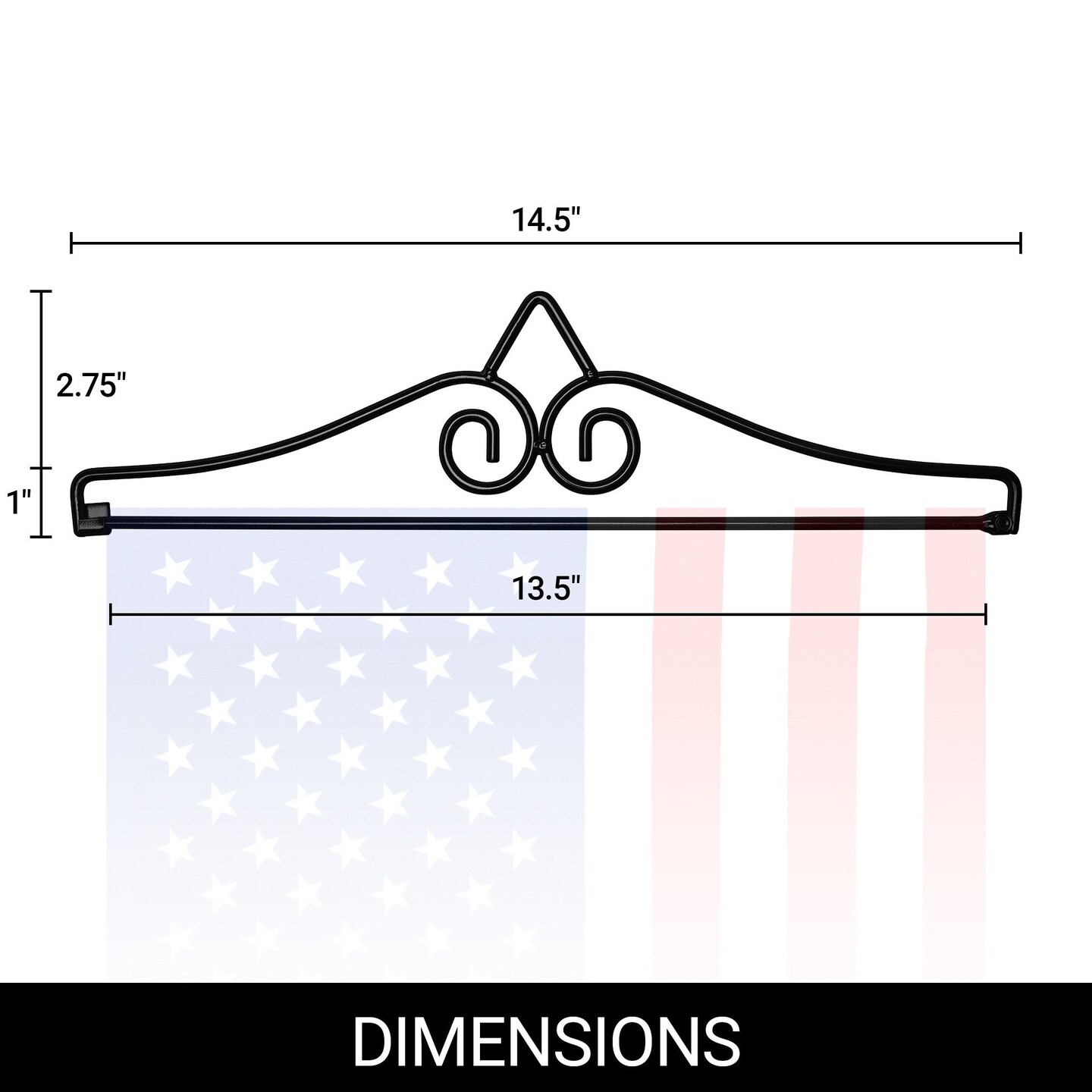 G128 Garden Flag Wall Hanger, Black Wrought Iron Small Flag Hanger, Heavy Duty Garden Flag Holder (Ideal for Flag/Banner with Width Smaller than 13&#x22;)