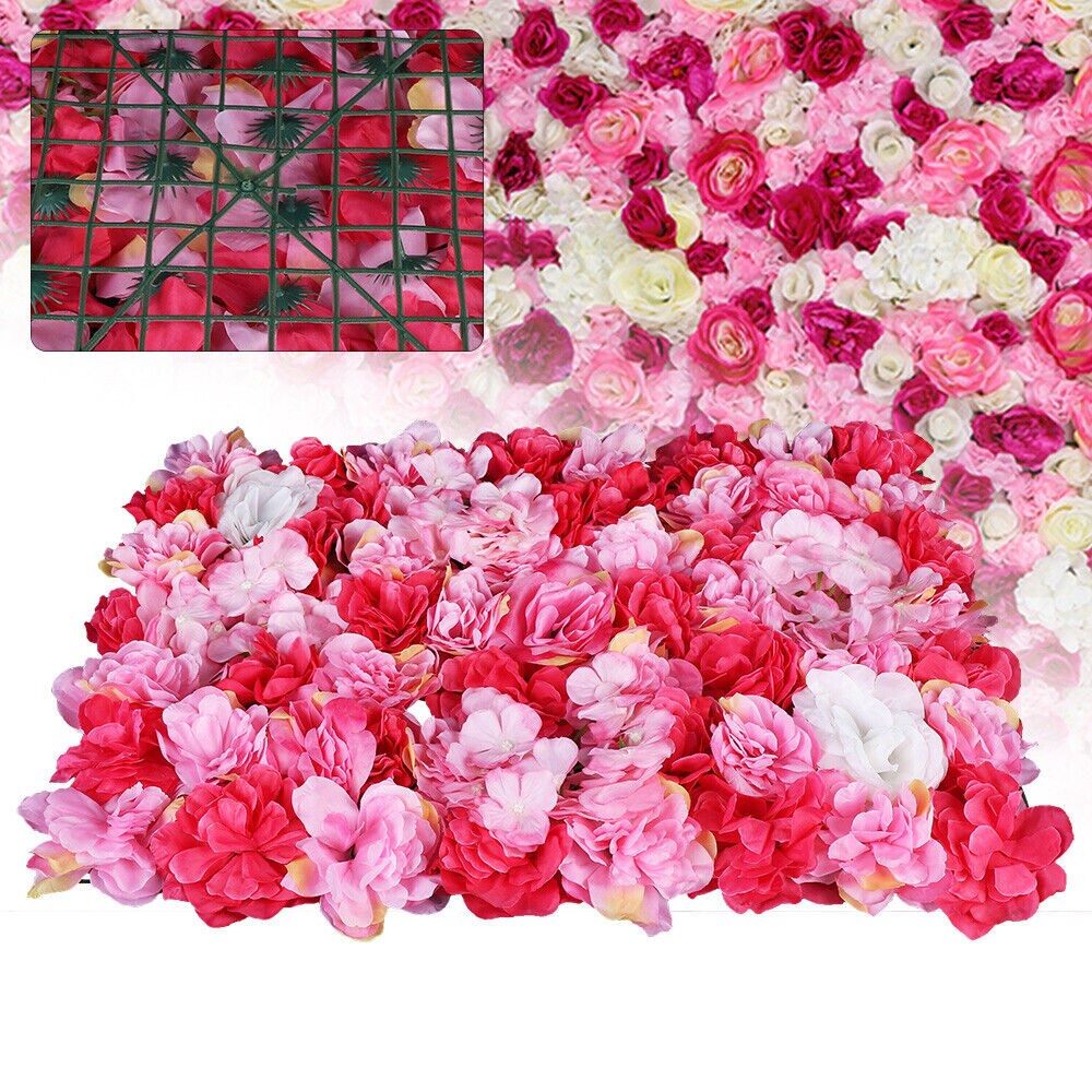 Kitcheniva 6 Pcs Artificial Rose Hydrangea Panels Wedding Wall Decor