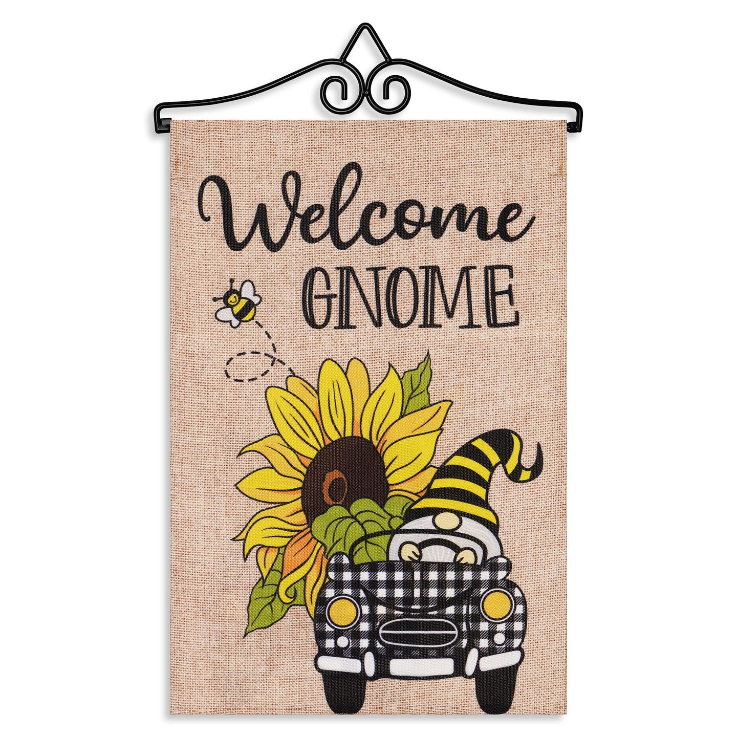 G128 Combo Pack Garden Flag Hanger 14IN & Garden Flag Gnome