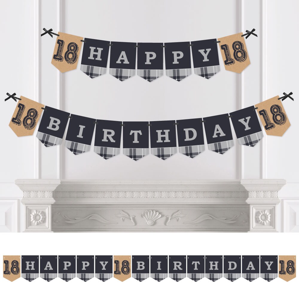 Big Dot of Happiness 18th Milestone Birthday - Birthday Party Bunting Banner - Vintage Party Decorations - Happy Birthday