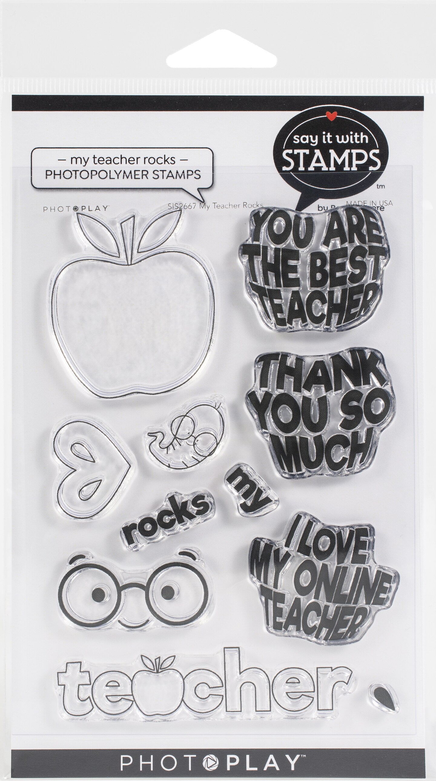 PhotoPlay Say It With Stamps Clear Stamps-My Teacher Rocks