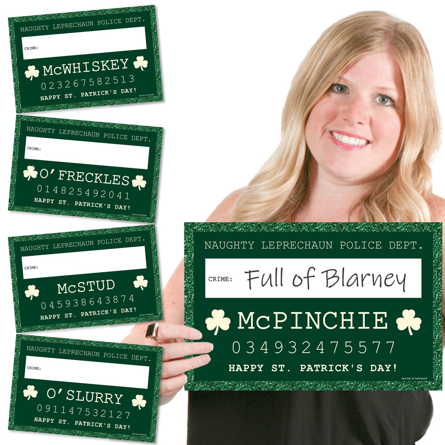 Big Dot of Happiness St. Patrick's Day Party Mug Shots - Photo Booth Props Saint Paddy's Day Party Mug Shots - 20 Count