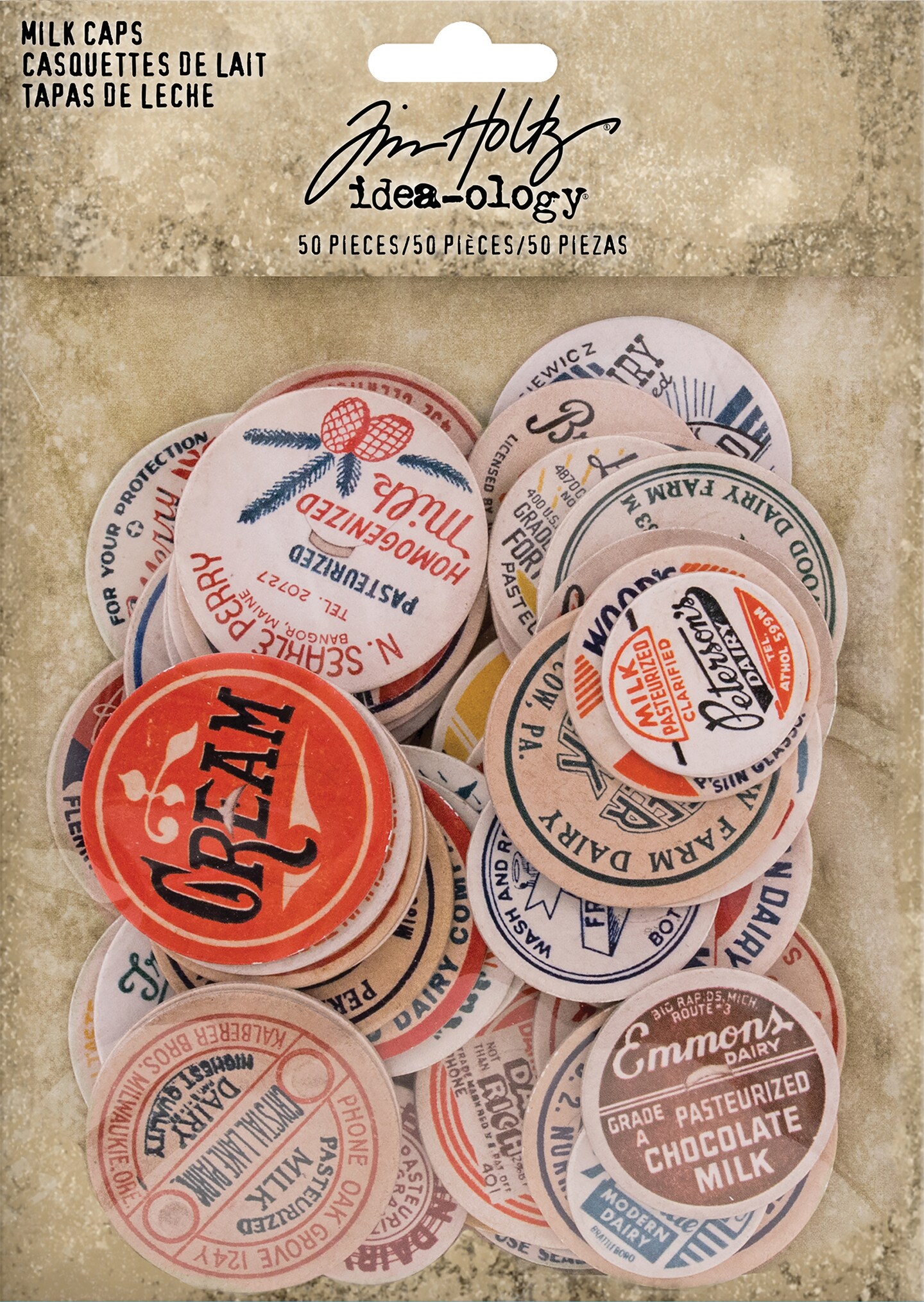Idea-Ology Chipboard Milk Caps 50/Pkg-Assorted Sizes
