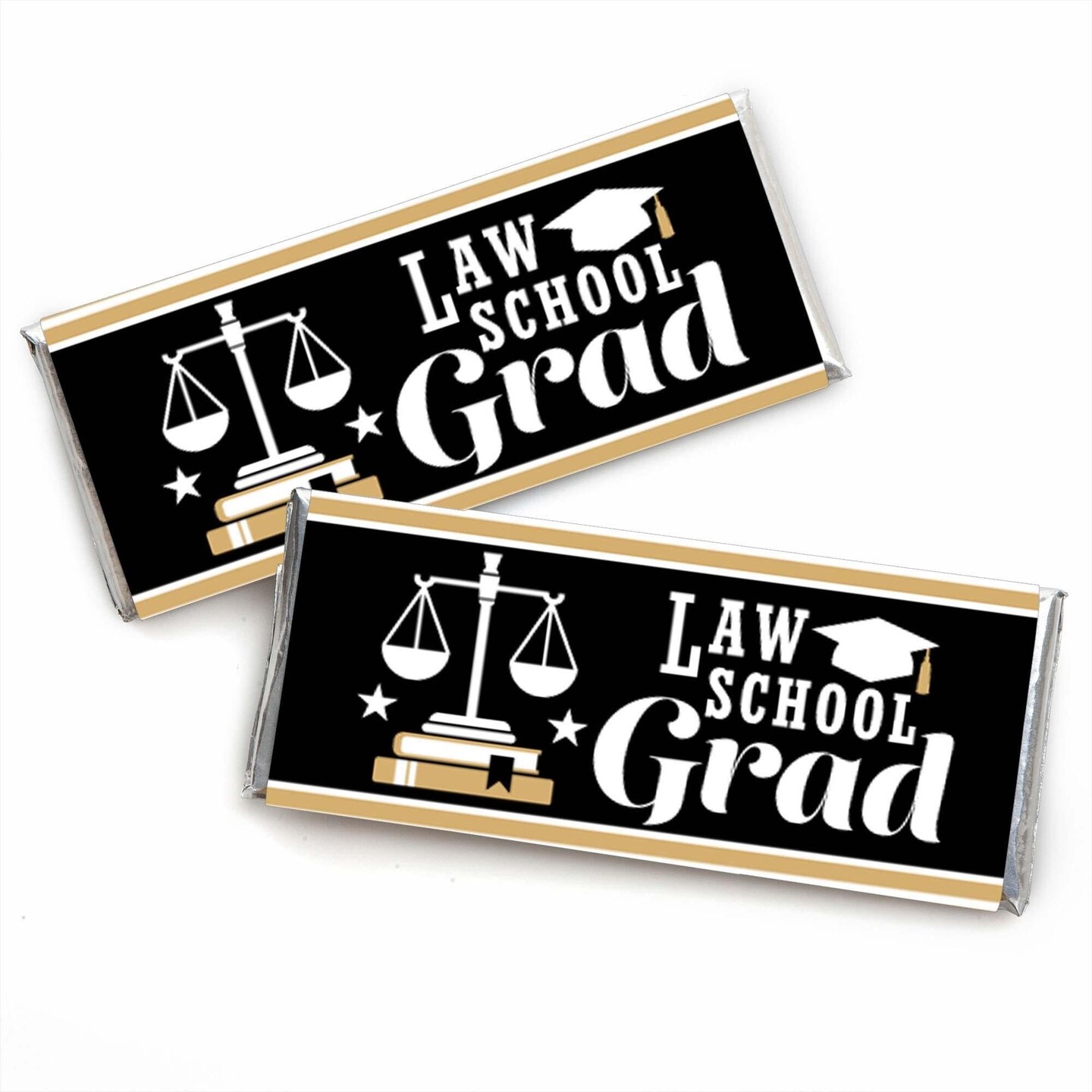 Big Dot of Happiness Law School Grad - Candy Bar Wrapper Future Lawyer Graduation Party Favors - Set of 24